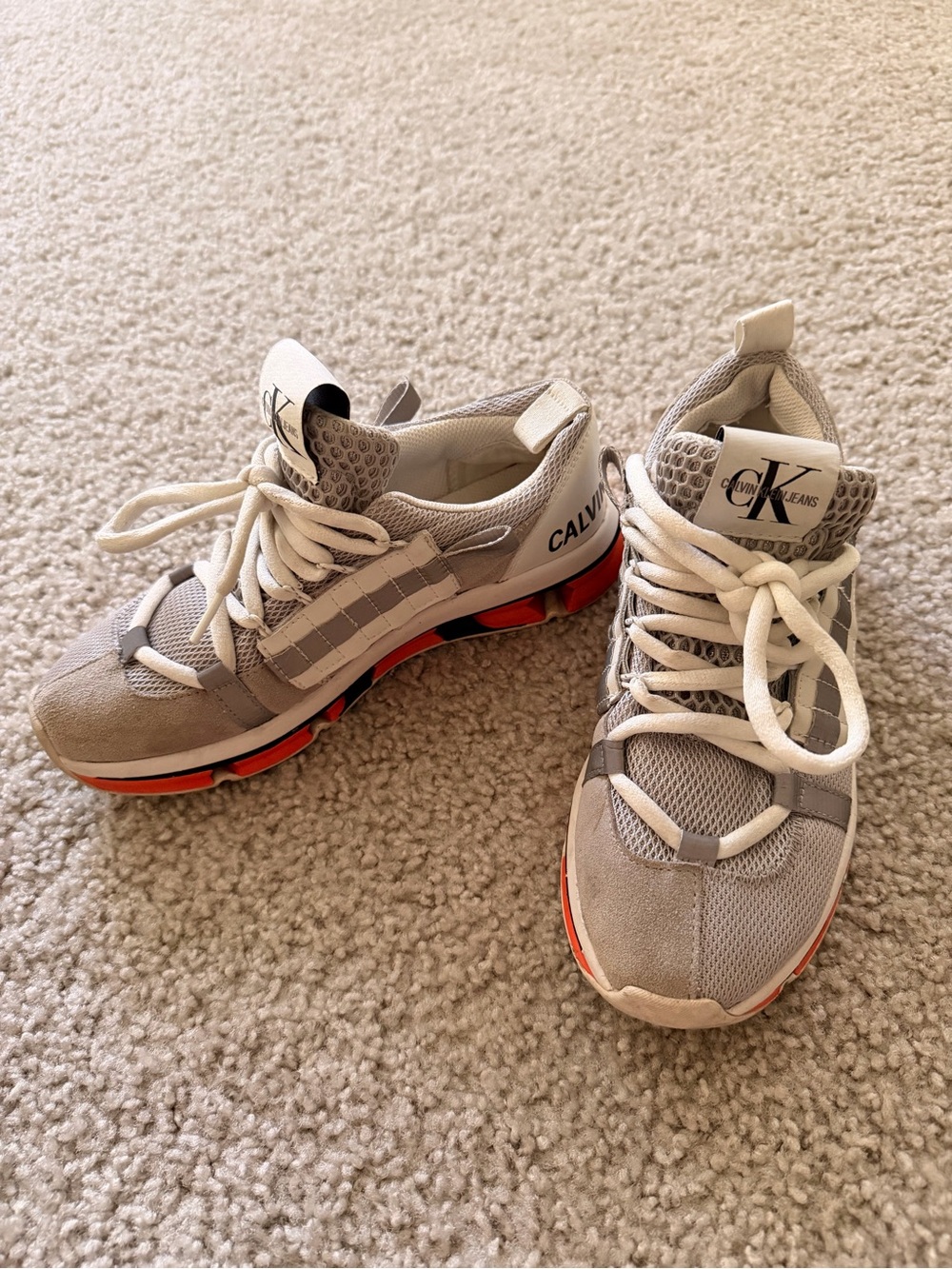 Calvin Klein White and Silver Casual Sneakers